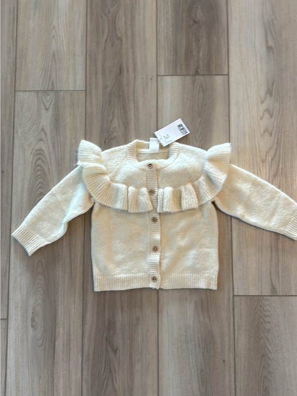 H&M Cream Ruffle Knit Cardigan